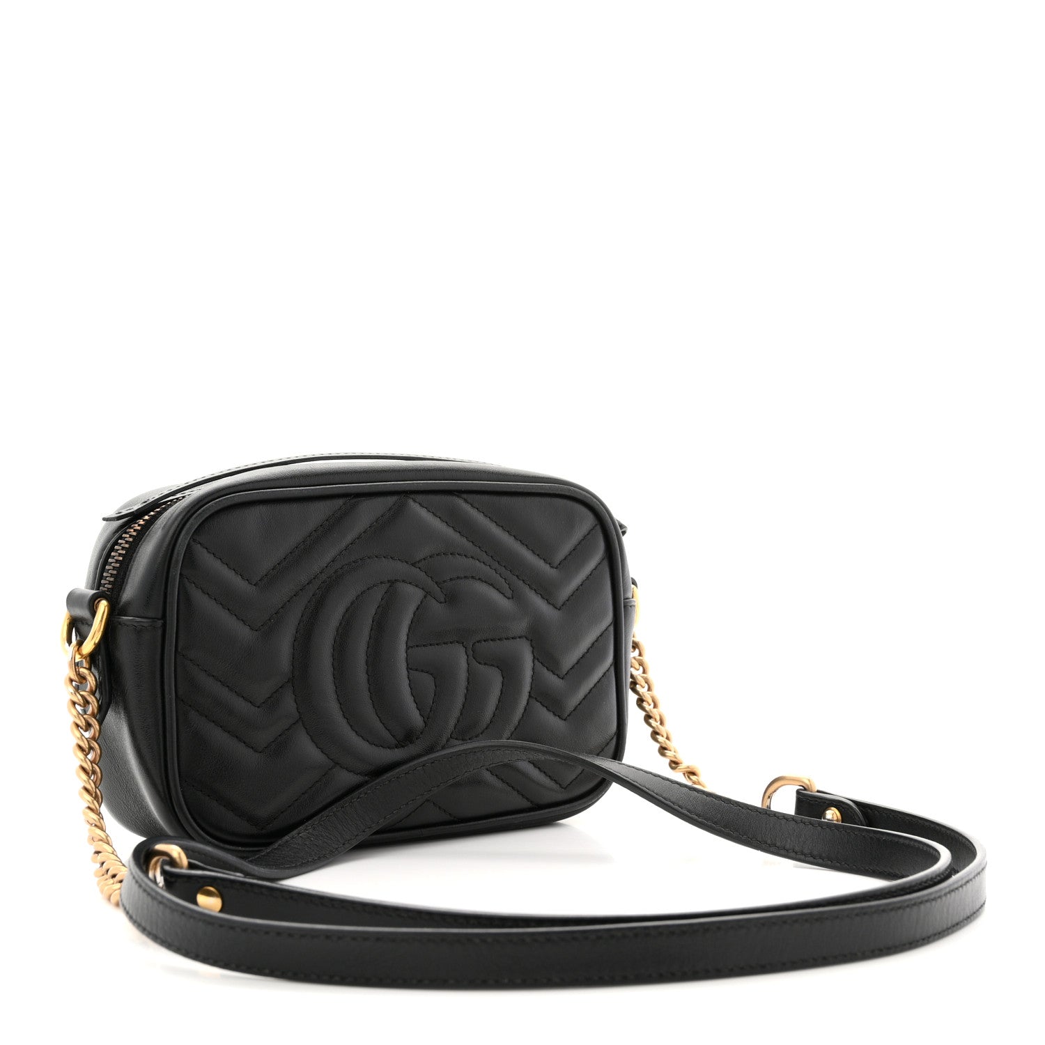 Calfskin Matelasse Mini GG Marmont Chain Shoulder Bag Black