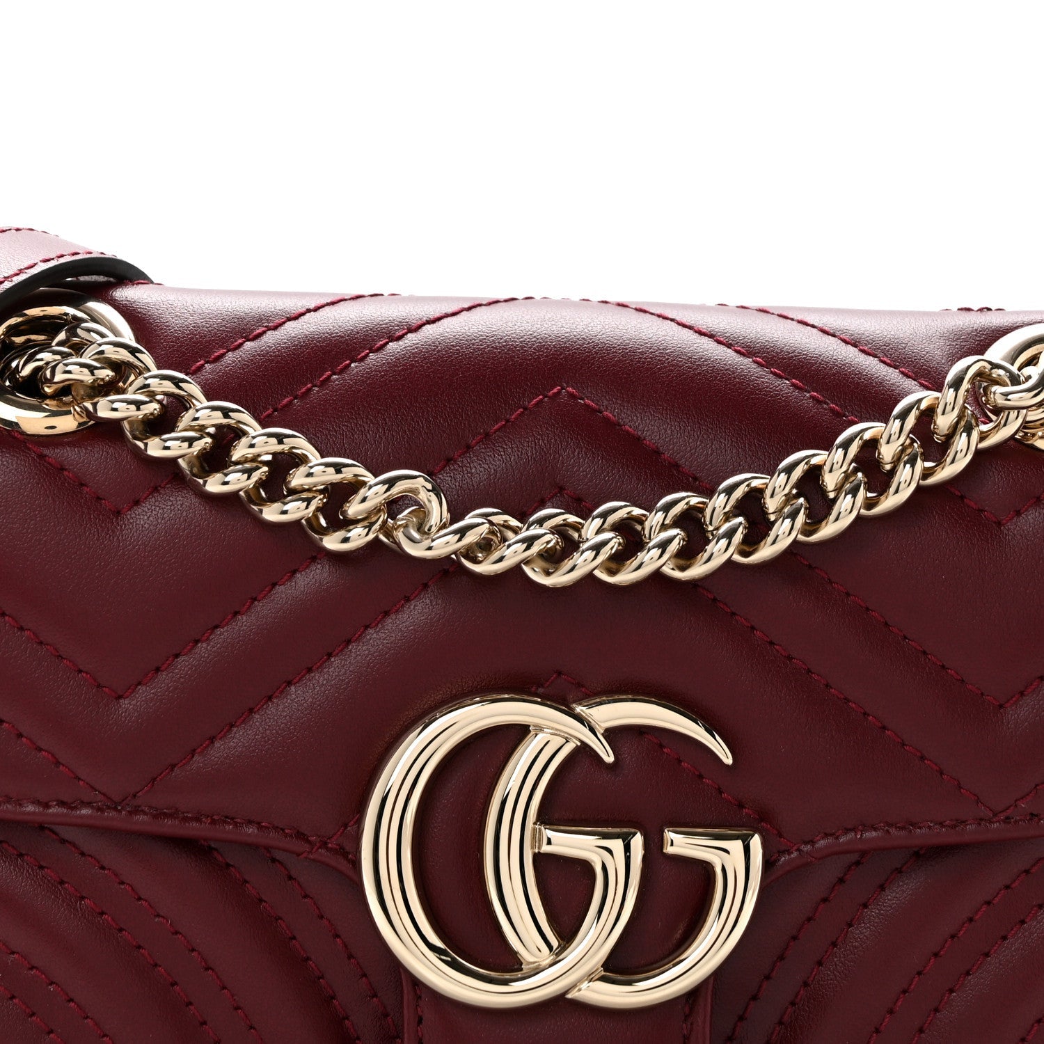 Calfskin Matelasse Mini GG Marmont Shoulder Bag Rosso Ancora