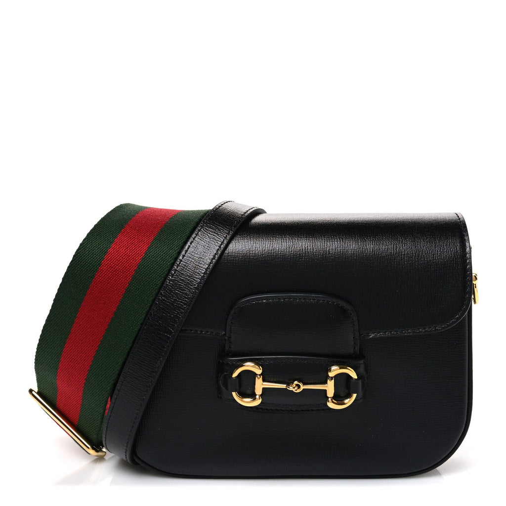Azalea Calfskin Web Mini Horsebit 1955 Shoulder Bag Black