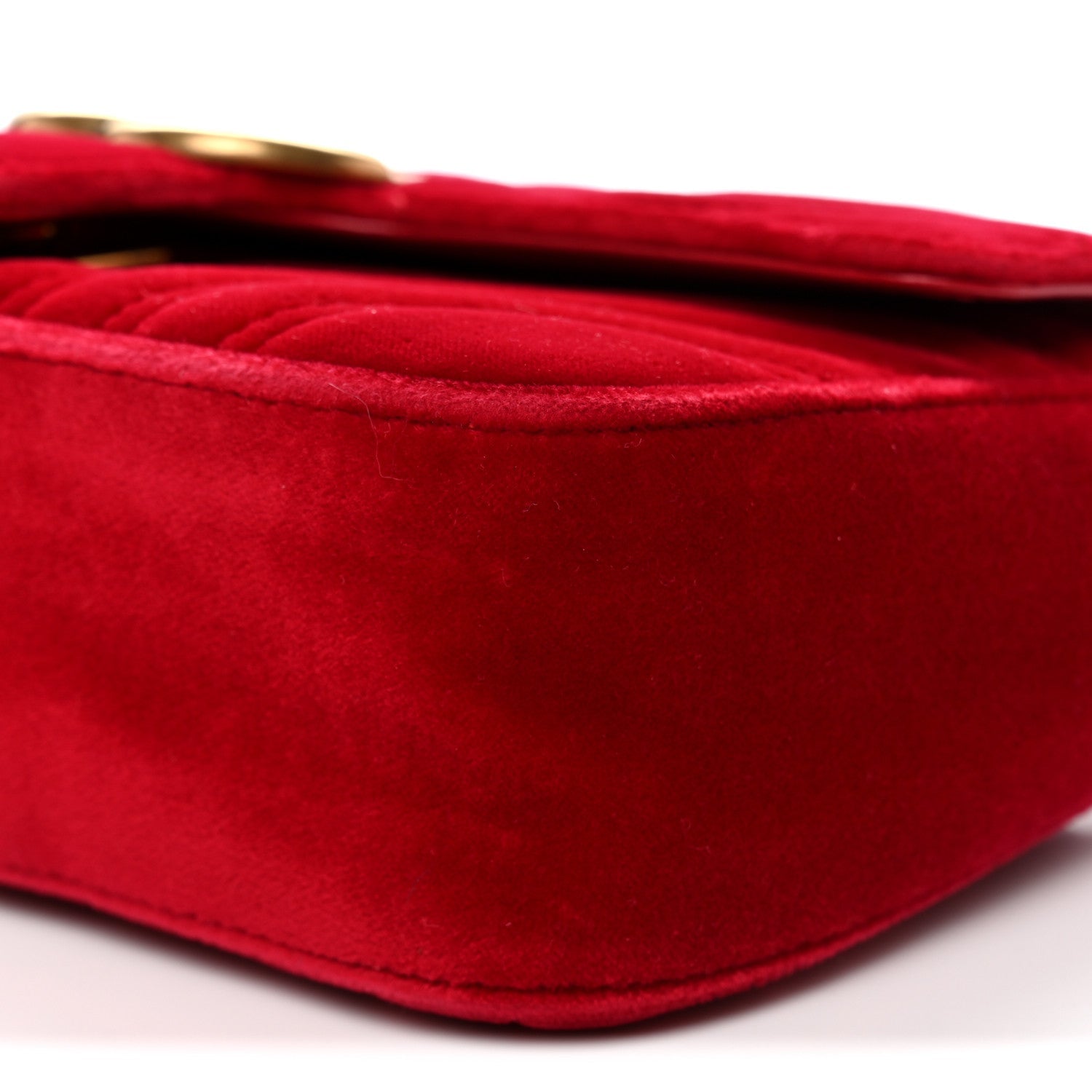 Velvet Matelasse Mini GG Marmont Shoulder Bag Hibiscus Red