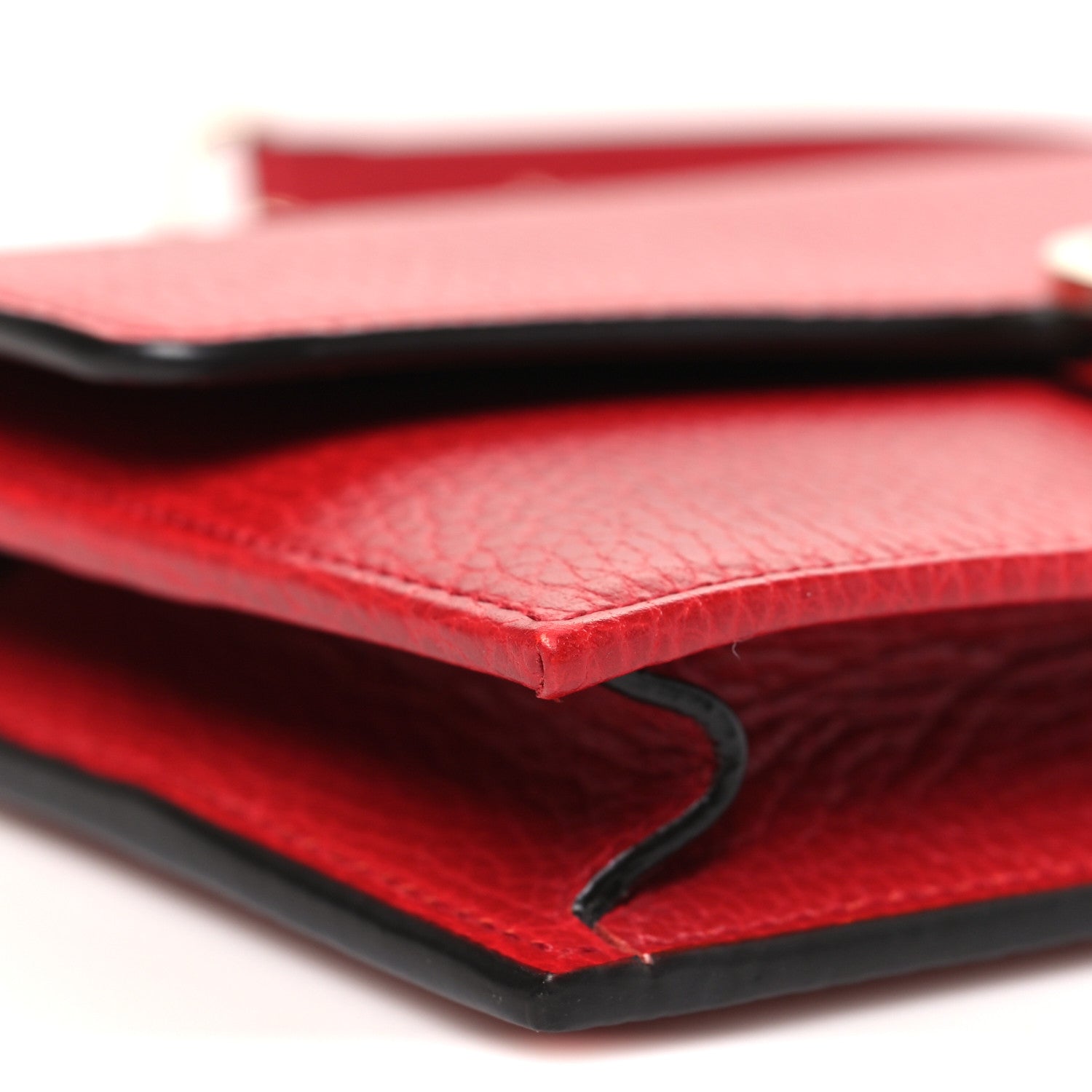 Dollar Calfskin Interlocking G Chain Wallet Red