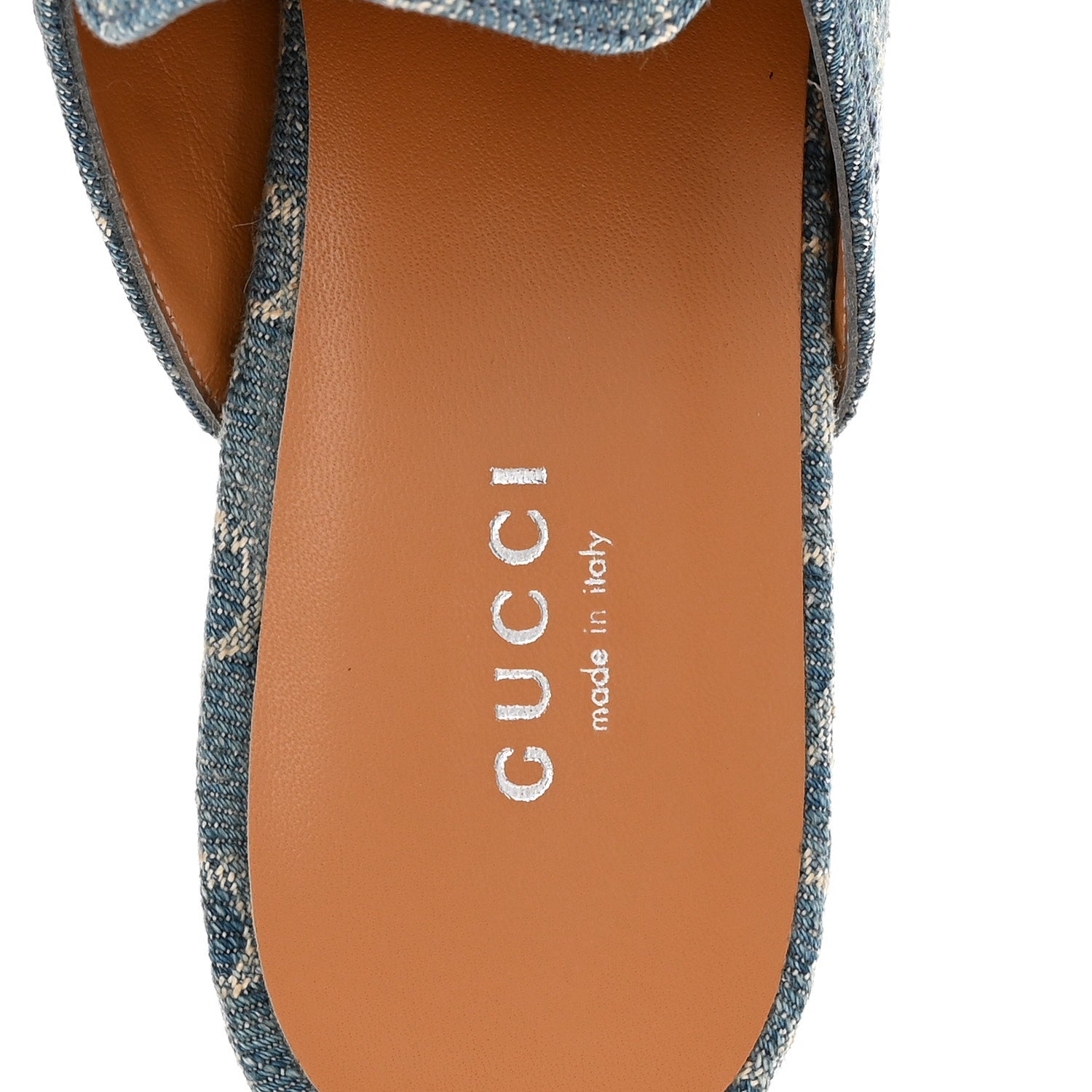 New Denim GG Malaga Kid Womens Princetown Slippers 37.5 Light Blue Royale