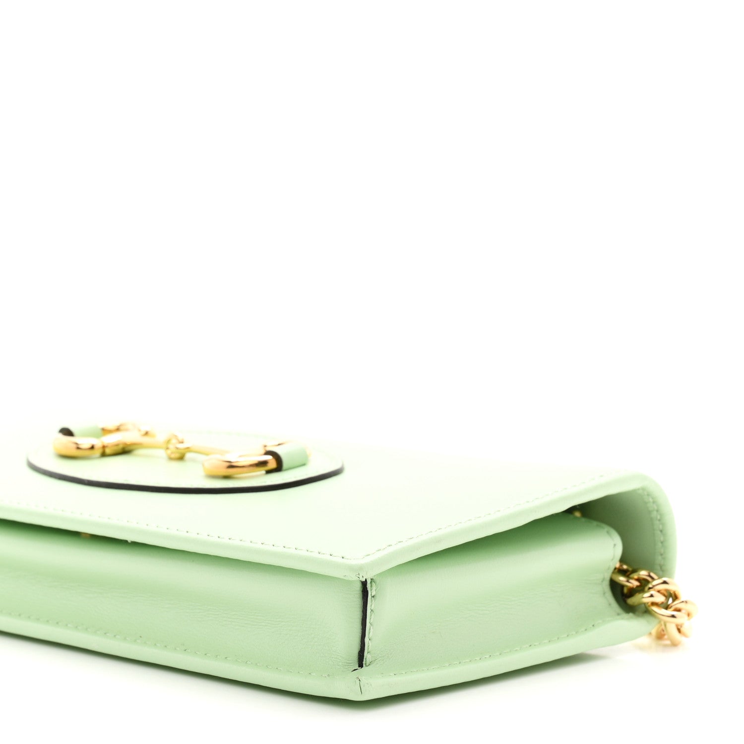 Boarded Plutone Calfskin Horsebit 1955 Wallet On Chain Green