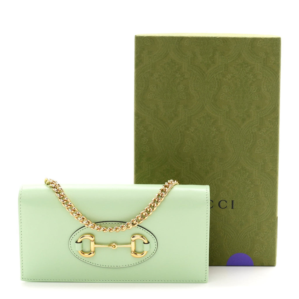 Boarded Plutone Calfskin Horsebit 1955 Wallet On Chain Green