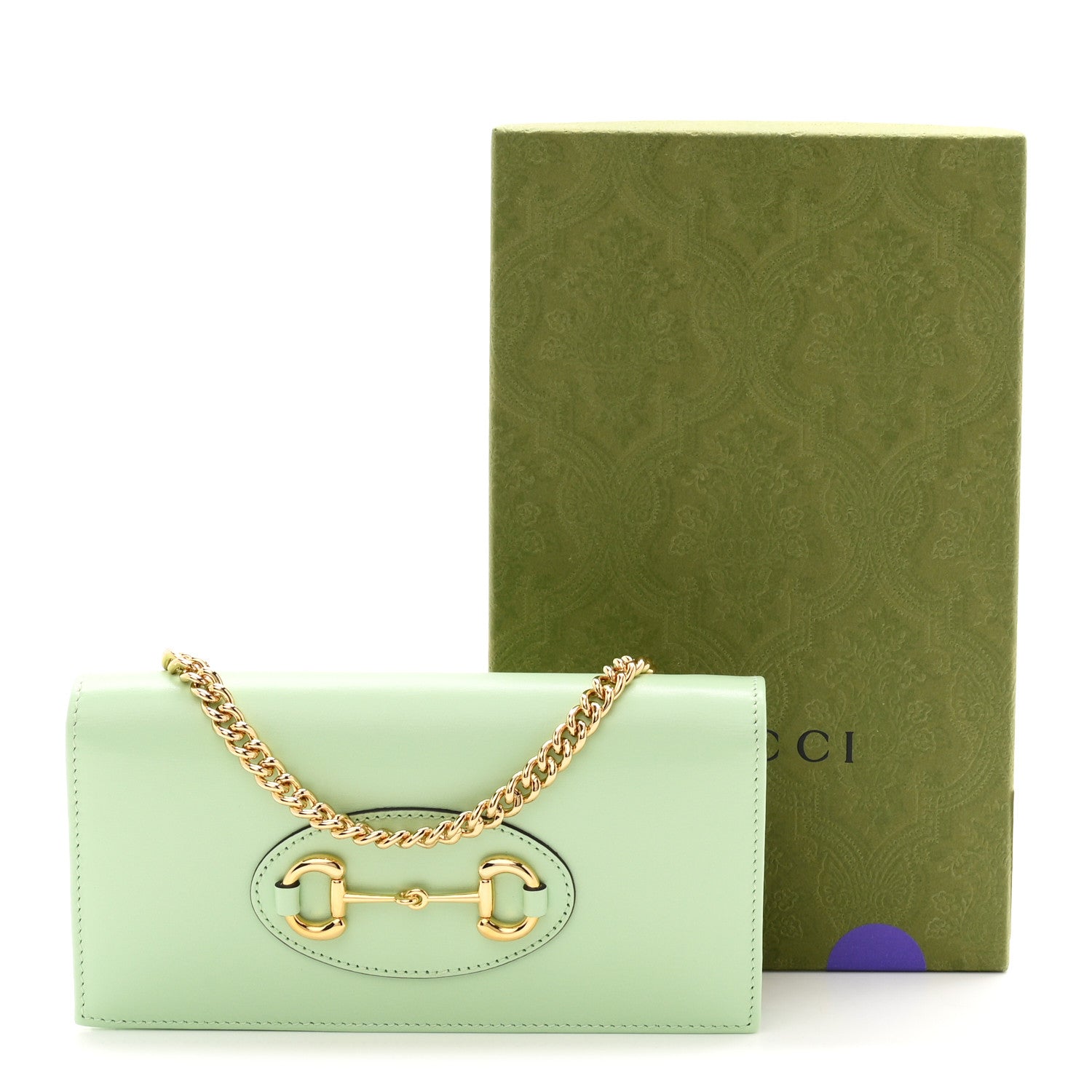 Boarded Plutone Calfskin Horsebit 1955 Wallet On Chain Green