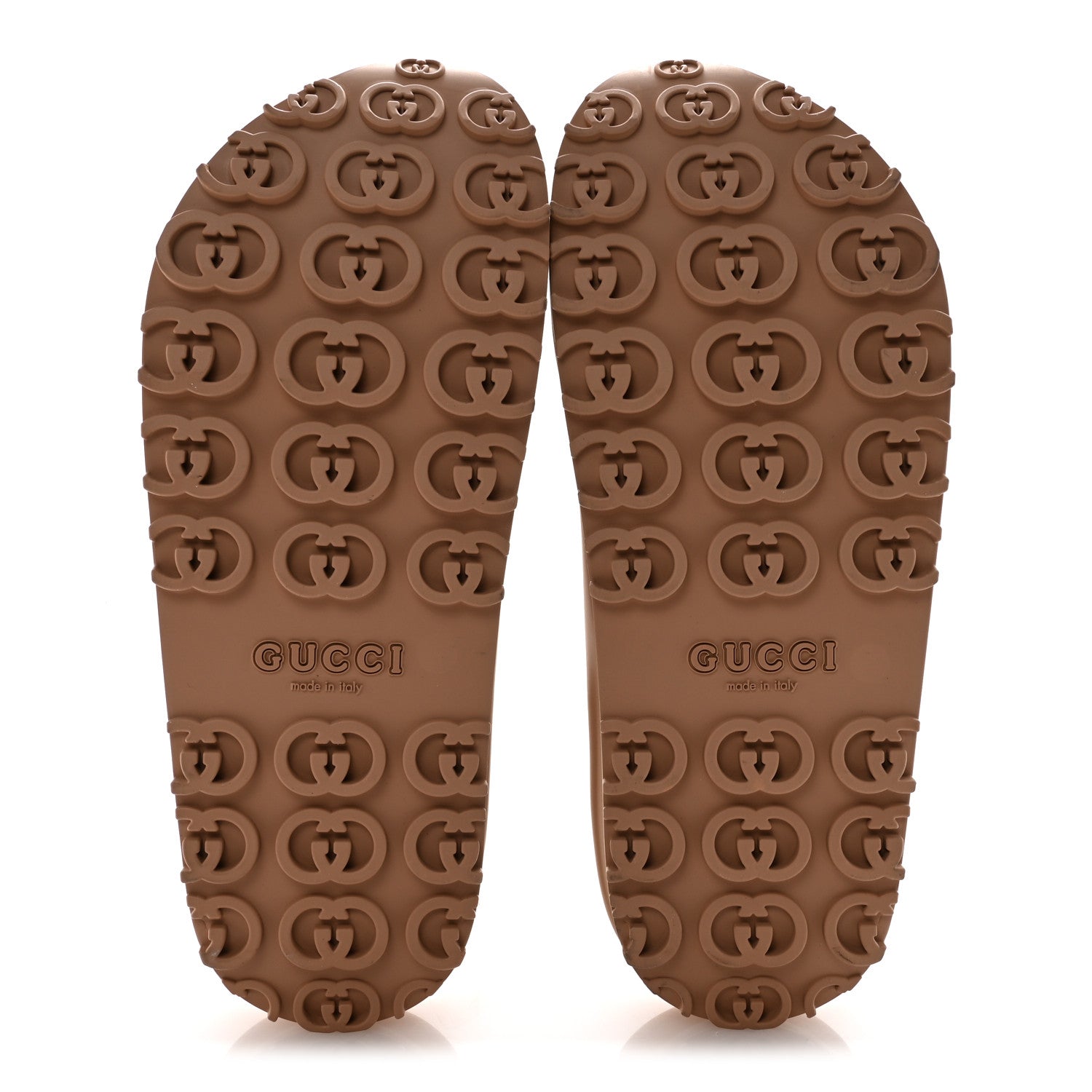 Soft Rubber Mens Interlocking G Platform 42mm Slide Sandals 9 Vintage Camel