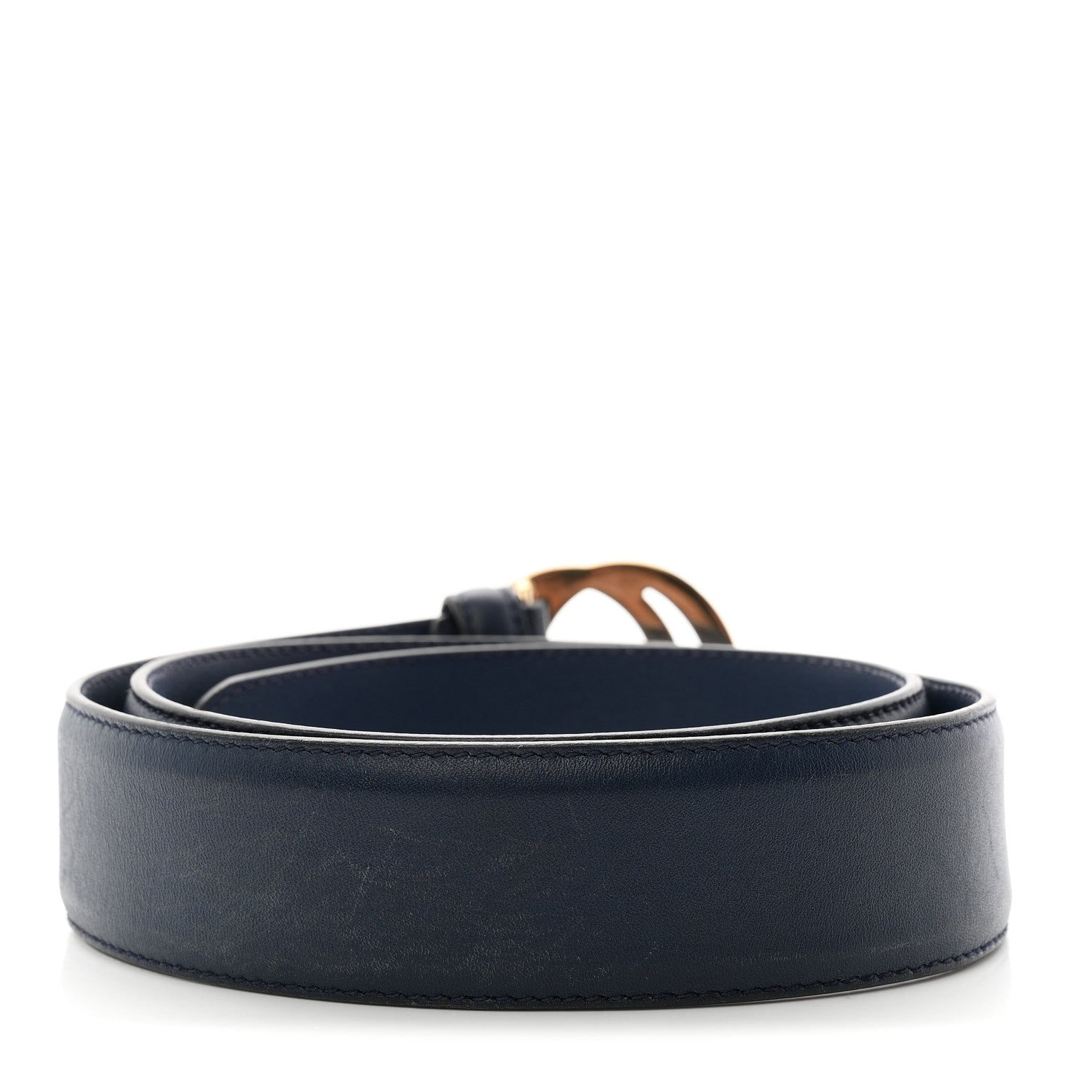 Moon Calfskin Interlocking G 37mm Belt 75 30 Cobalt Blue