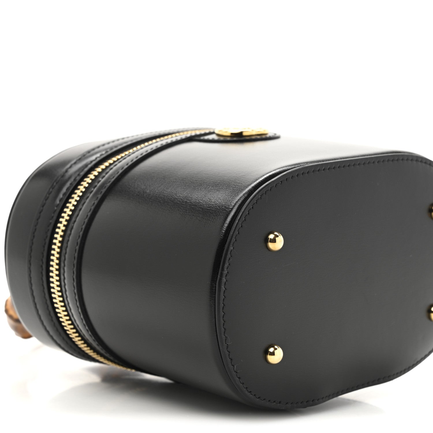 Calfskin Mini Bamboo Top Handle Shoulder Bag Black