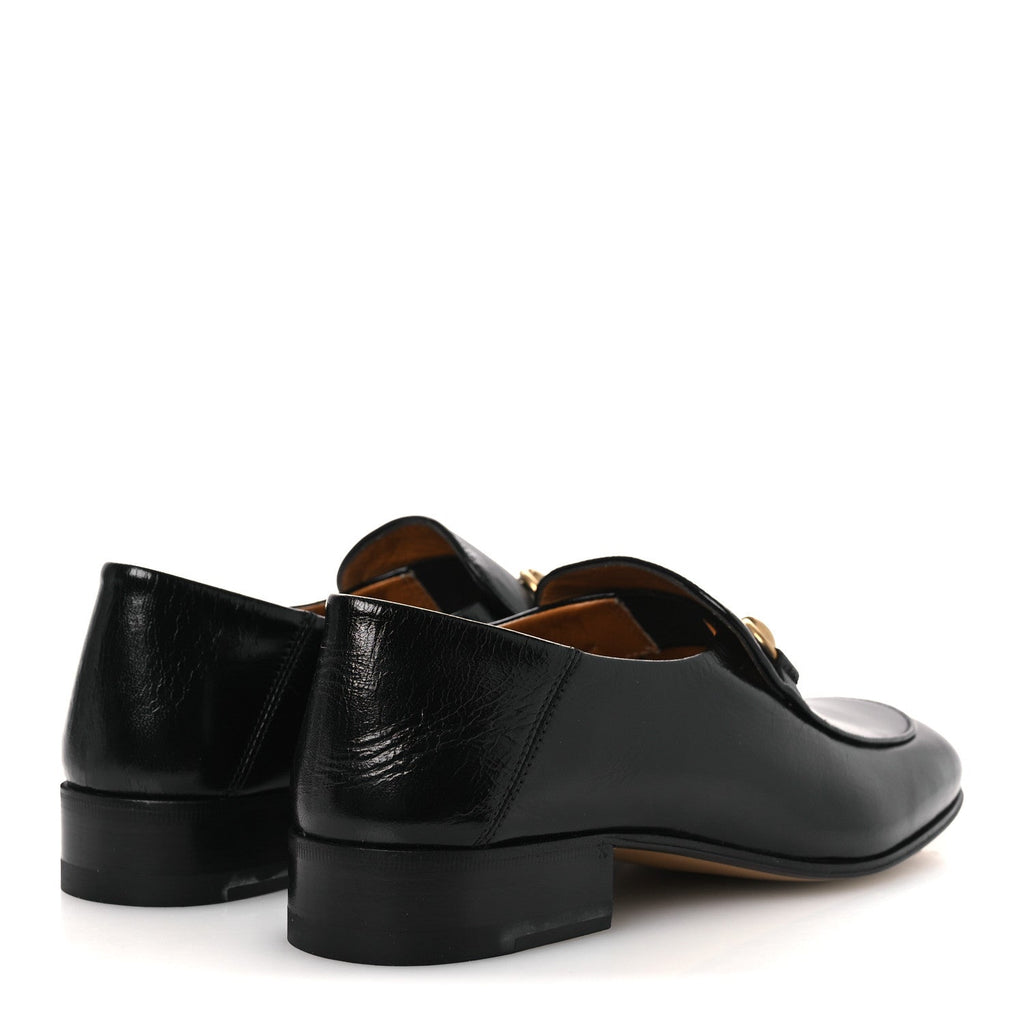 Goatskin Womens Horsebit Mid-Heel Loafers 36 Black