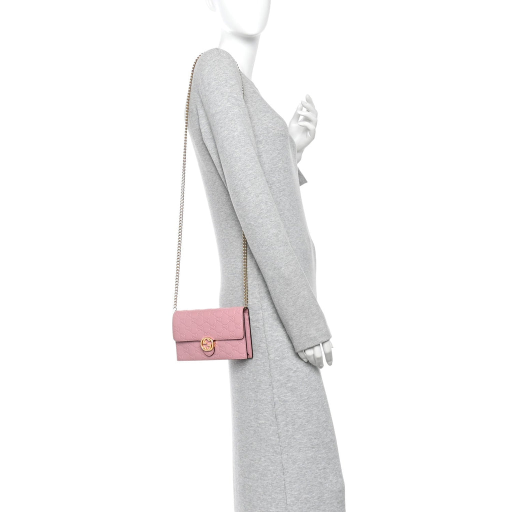 Guccissima Icon Chain Wallet Carmine Rose