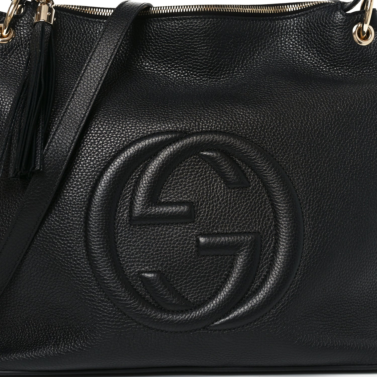 Pebbled Calfskin Large Soho Hobo Black