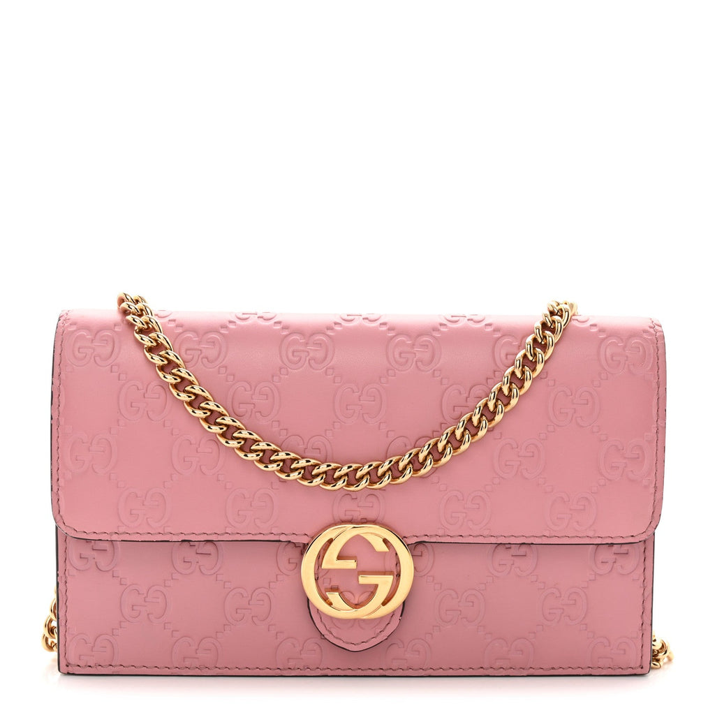 Guccissima Icon Chain Wallet Carmine Rose
