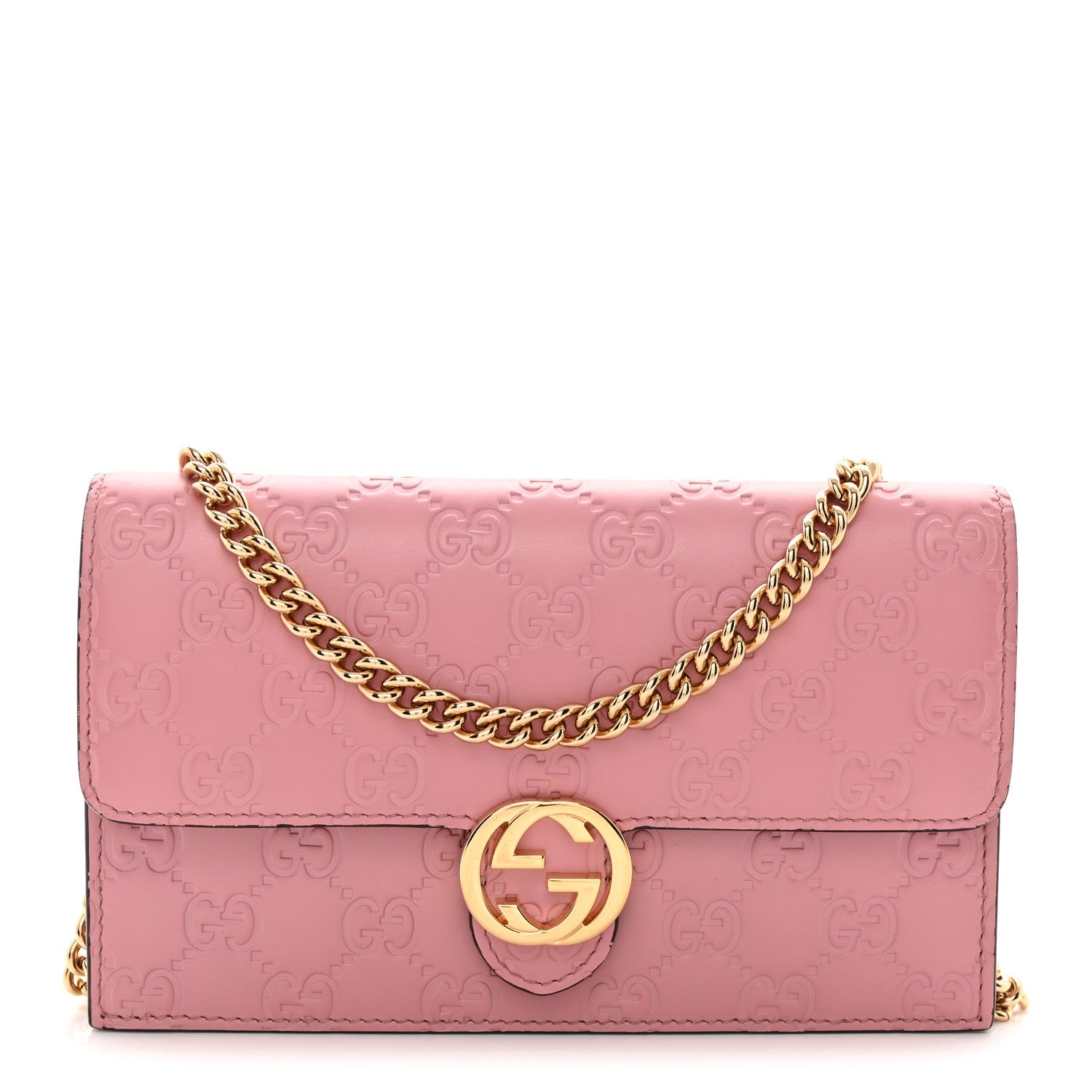 Guccissima Icon Chain Wallet Carmine Rose