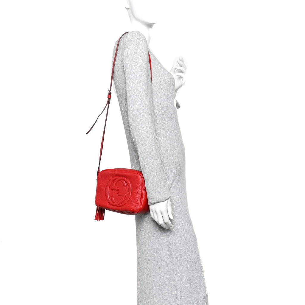 Pebbled Calfskin Small Soho Disco Bag Vibrant Red