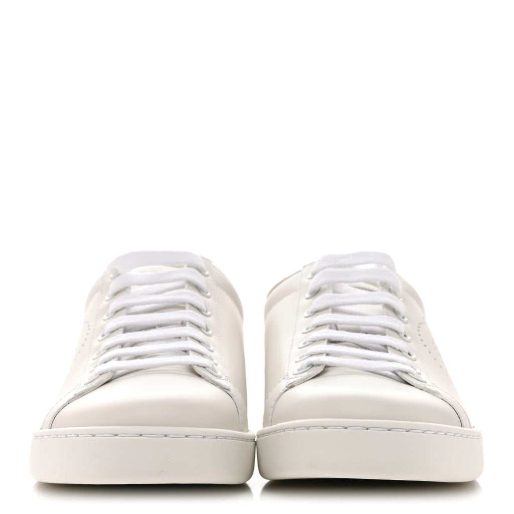 Calfskin Interlocking G Perforated Womens Ace Sneakers 37.5 White Grey Sky