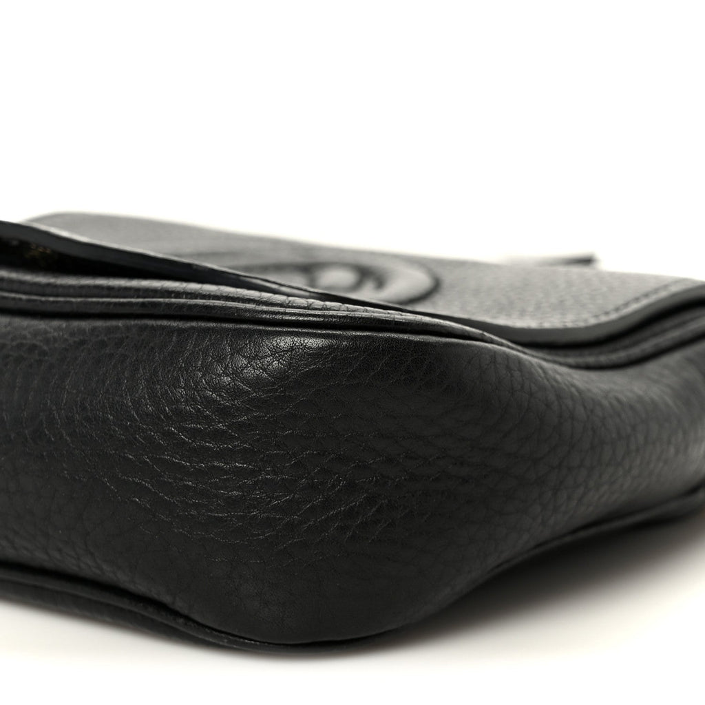 Pebbled Calfskin Small Soho Flap Crossbody Black