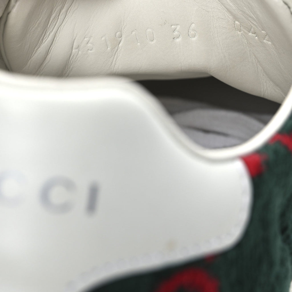 Terry Cloth GG Monogram Web Womens Ace Sneakers 36 Green Red