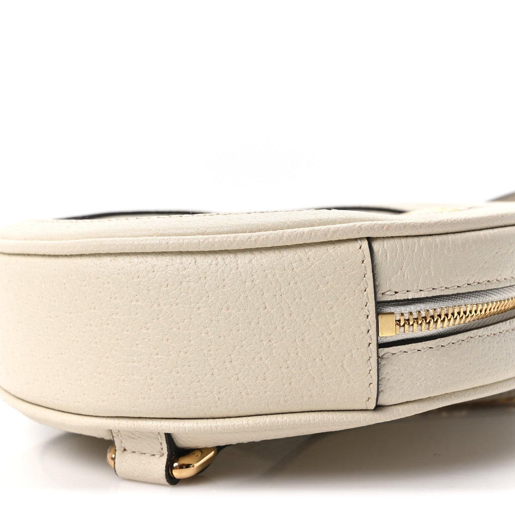 Textured Calfskin Web Mini Ophidia Round Backpack Mystic White