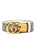 GG Supreme Monogram Plutone Calfskin Double G Reversible 30mm Belt 75 30 Beige Ebony Mystic White