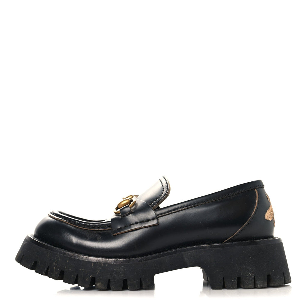 Cordovan Lux Womens Harald Horsebit 25mm Platform Loafers 35 Black