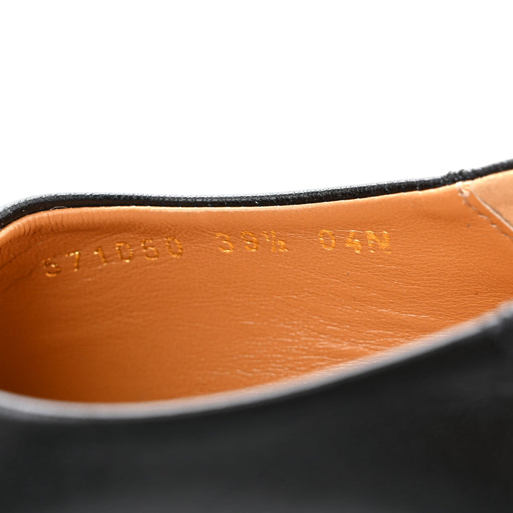 Goatskin Womens Horsebit Mid-Heel Loafers 39.5 Black