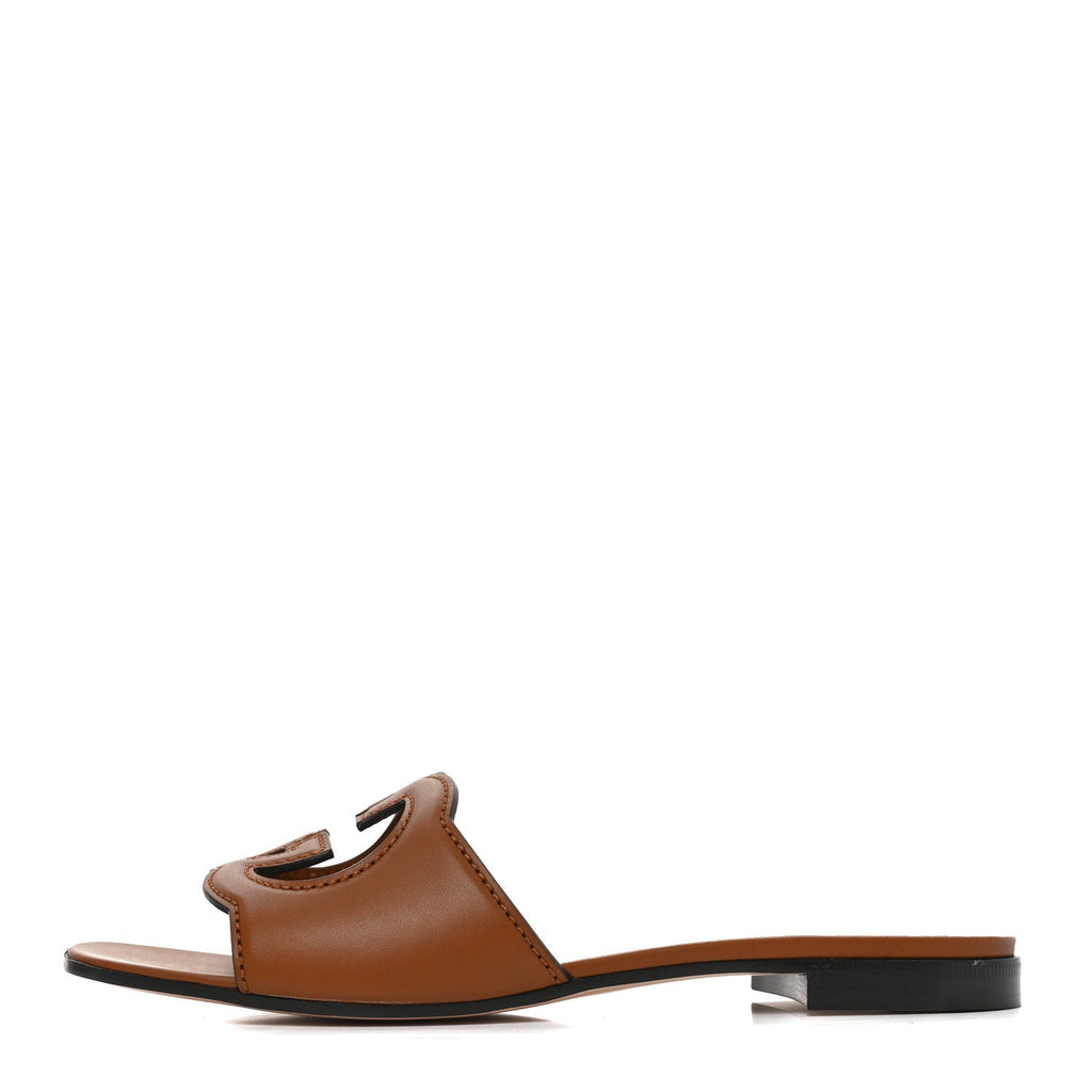 Cosmos Softy Calfskin Interlocking G Cut Out Slide Sandals 39 Cuir