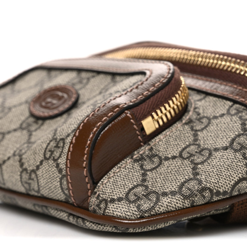 GG Supreme Monogram Textured Calfskin Retro Interlocking G Belt Bag Beige Ebony Brown Sugar