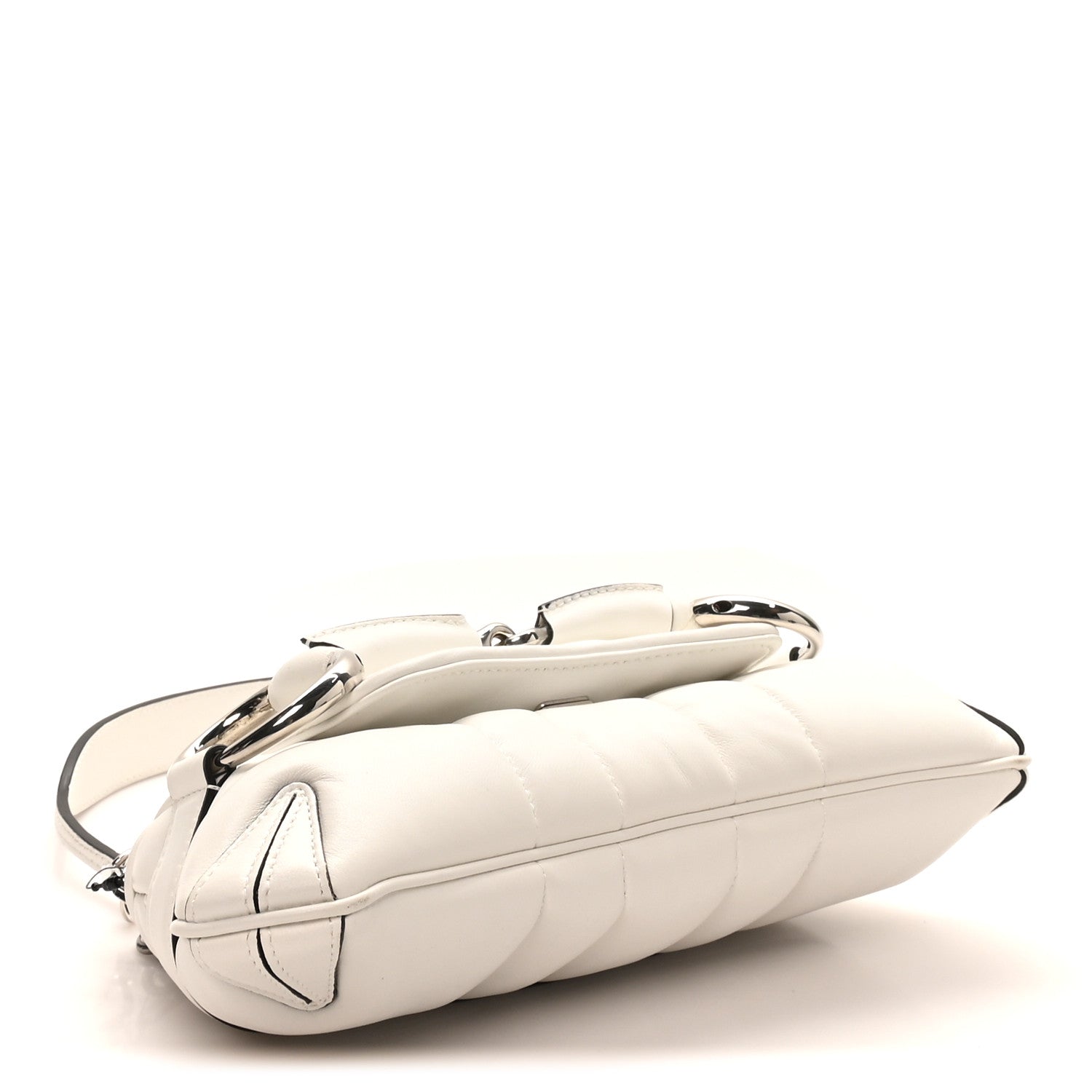 Nappa Vertical Matelasse Small Maxi Horsebit Chain Shoulder Bag Great White