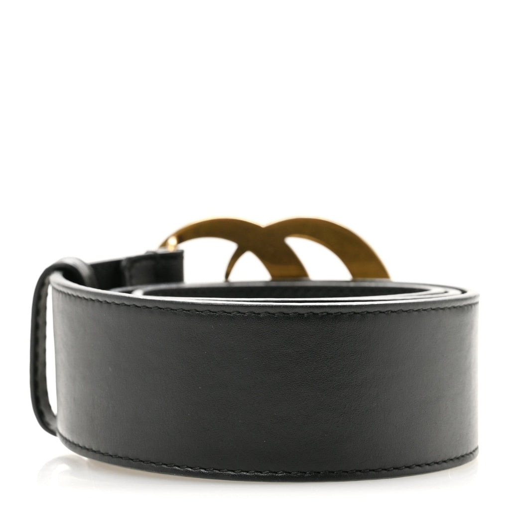 Moon Calfskin Pearl Double G 40mm Belt 80 32 Black Cream