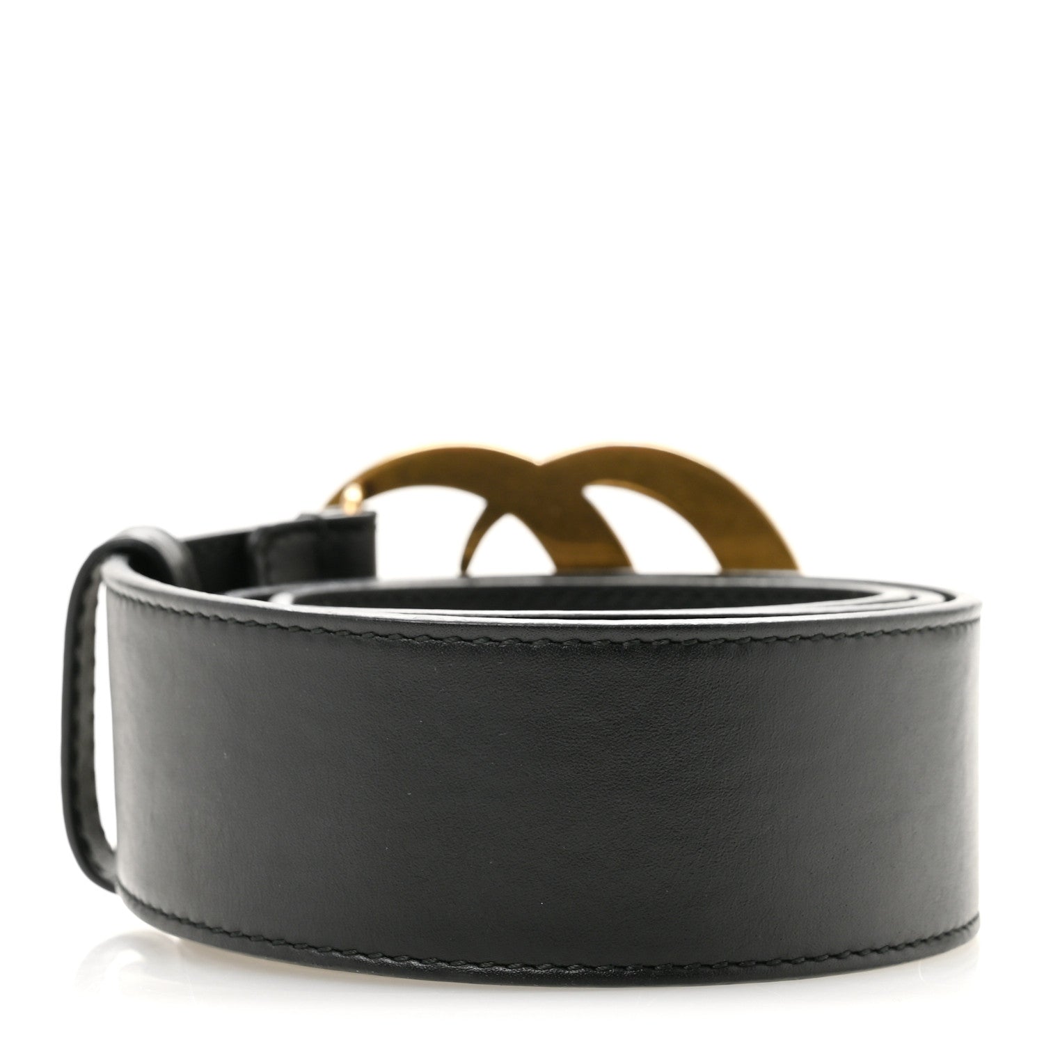 Moon Calfskin Pearl Double G 40mm Belt 80 32 Black Cream