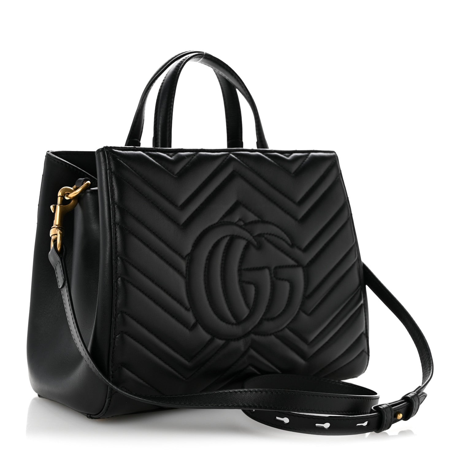 Calfskin Matelasse Small GG Marmont Tote Black
