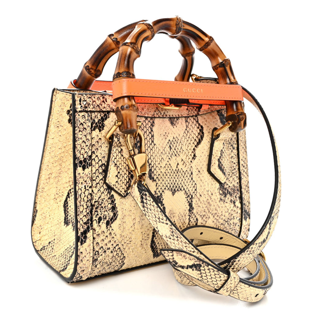 Snakeskin Mini Diana Tote Bag Beige