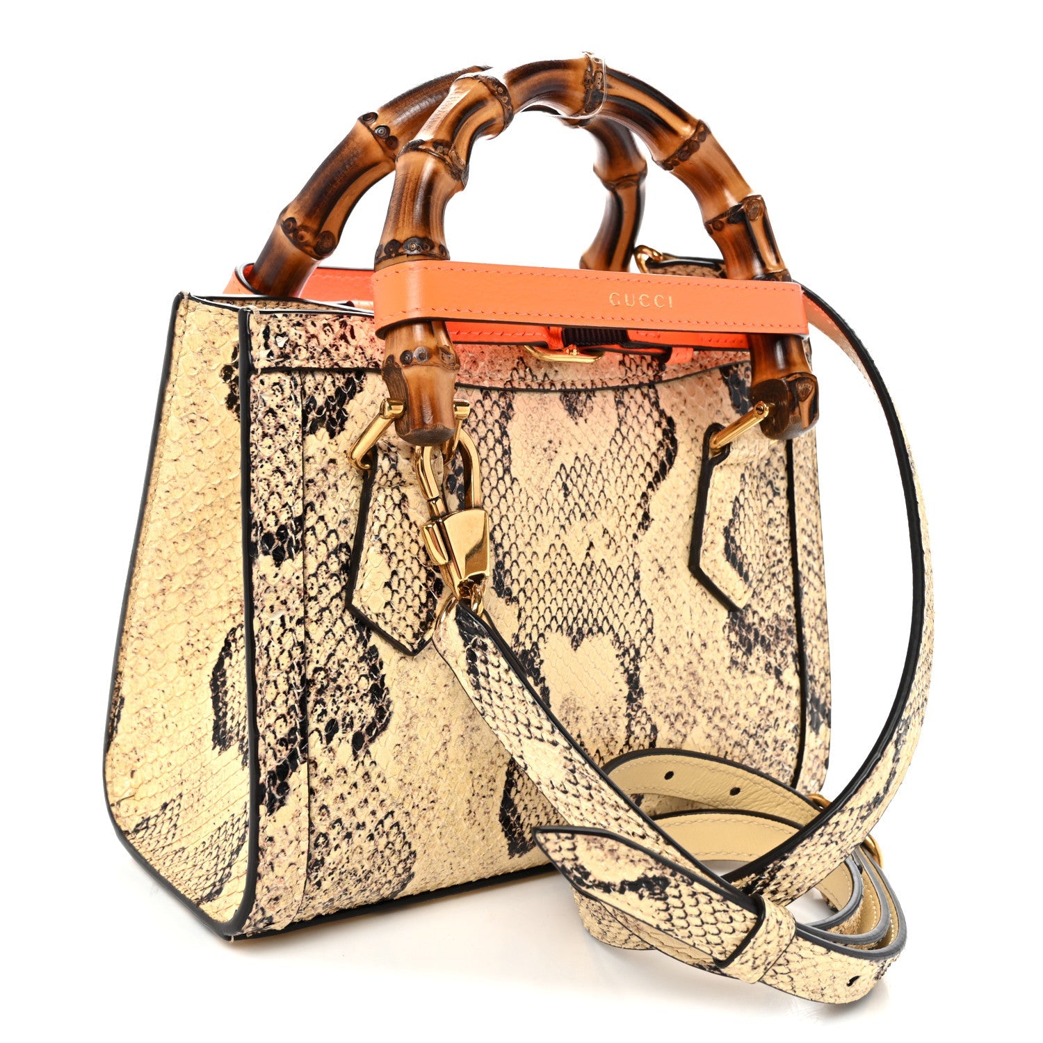 Snakeskin Mini Diana Tote Bag Beige