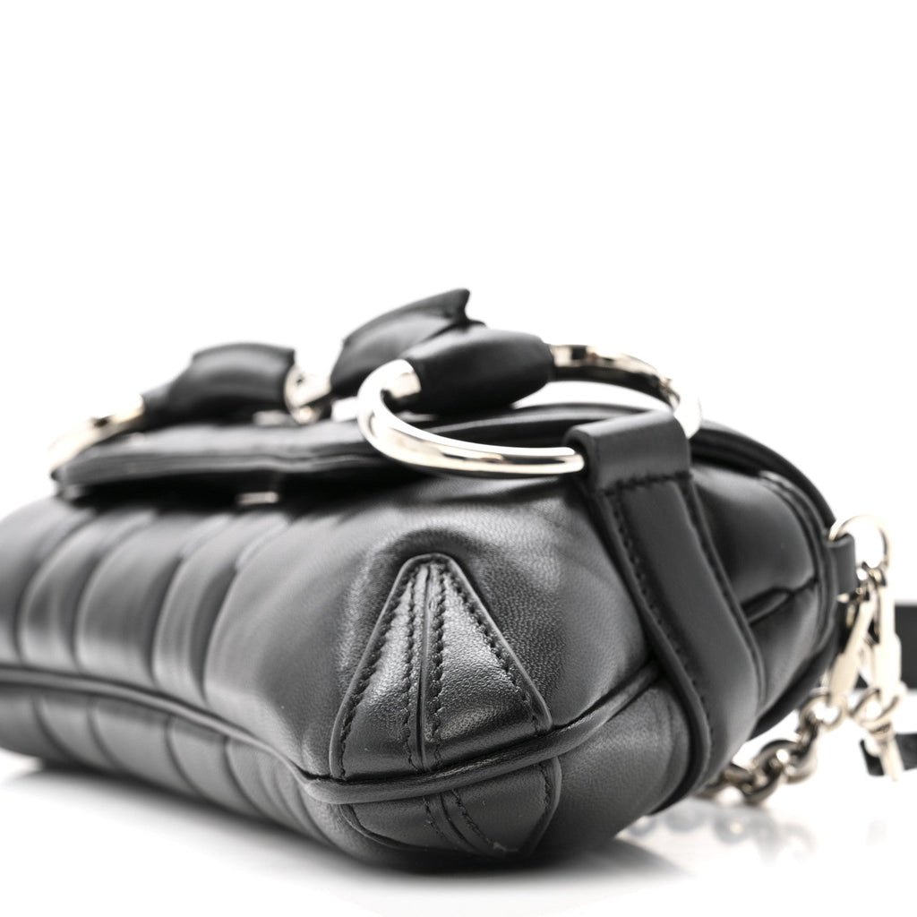 Nappa Vertical Matelasse Small Maxi Horsebit Chain Shoulder Bag Black