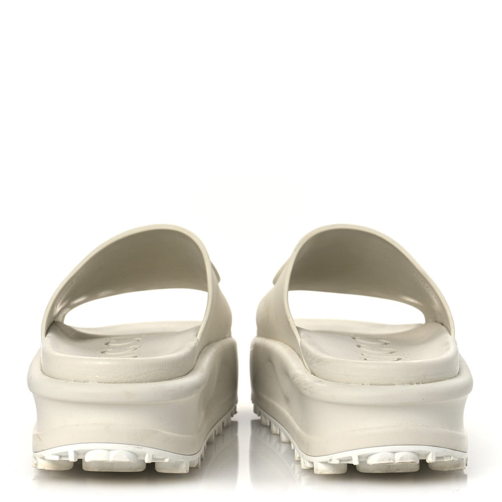Soft Rubber Womens Interlocking G Platform 42mm Slide Sandals 40 Off White