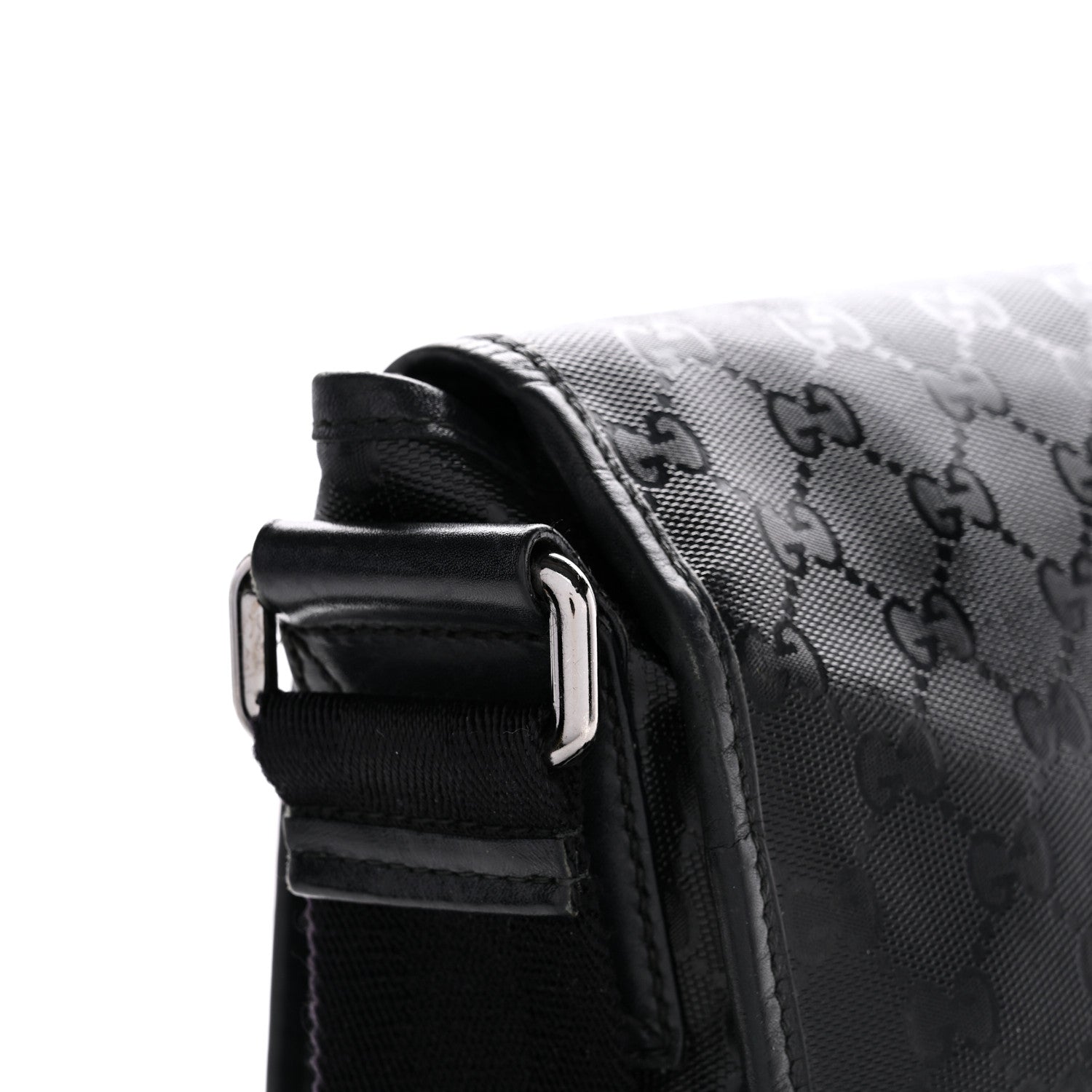 Imprime Monogram Medium Double Buckle Flap Messenger Bag Black