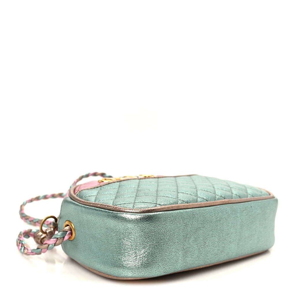 Laminated Nappa Trapuntata Mini Zumi Dome Shoulder Bag Rosa Lago Rame