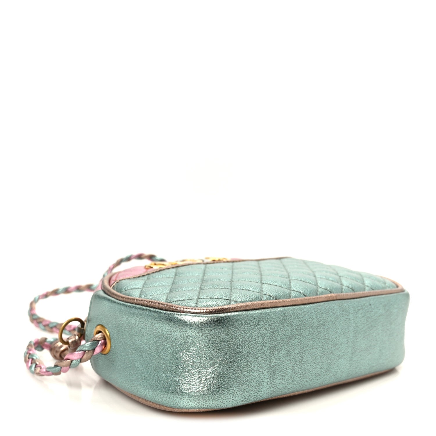Laminated Nappa Trapuntata Mini Zumi Dome Shoulder Bag Rosa Lago Rame