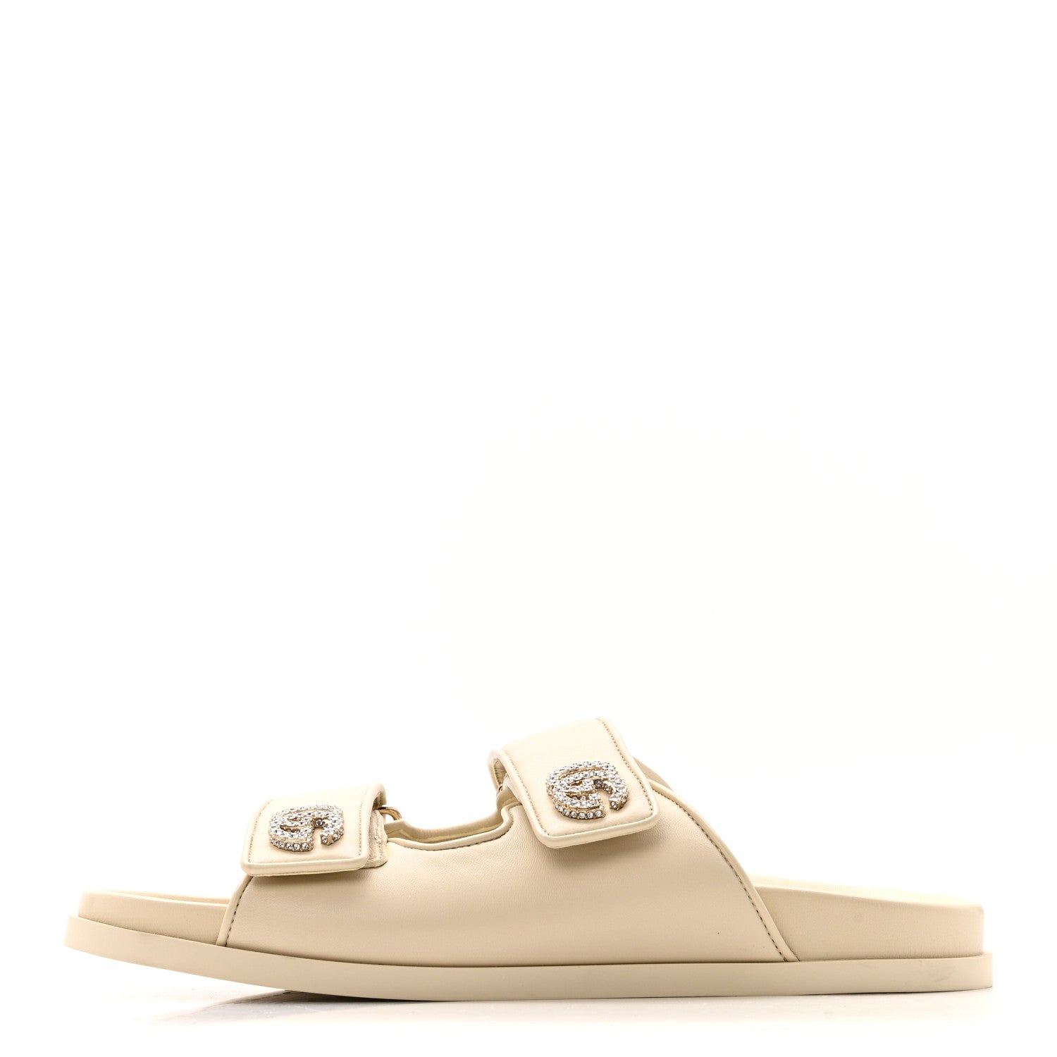 Calfskin Double G Crystal Womens Isla Dad Sandals 39 Ivory