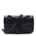 Calfskin Matelasse Monochrome Mini GG Marmont Shoulder Bag Black