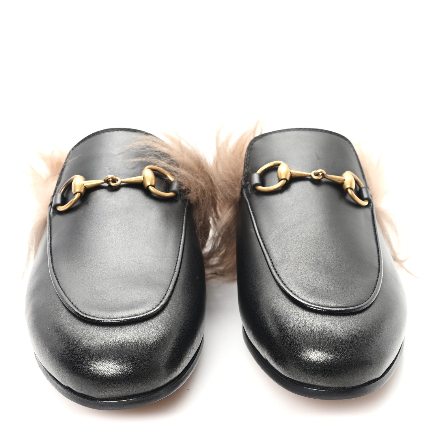 Calfskin Fur Womens Princetown Slippers 35 Black