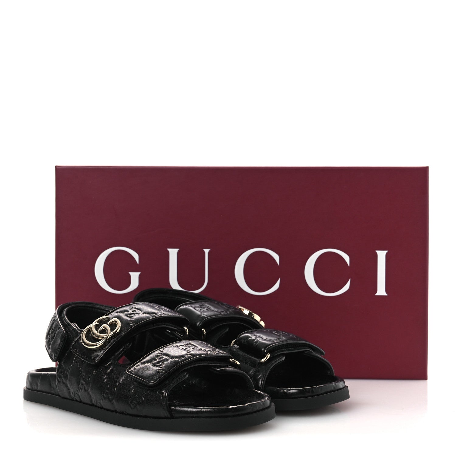Guccissima GG Embossed Womens Sandals 37 Black