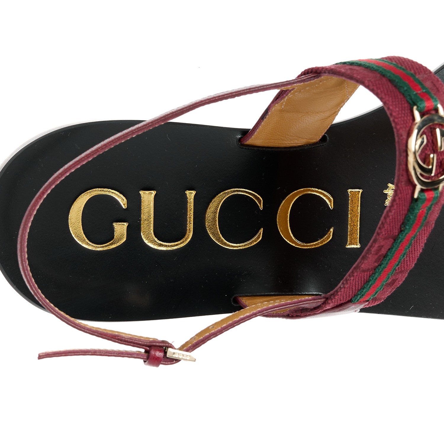 New Canvas GG Malaga Kid Web Interlocking G Womens Thong Sandals 40.5 Rosso Ancora