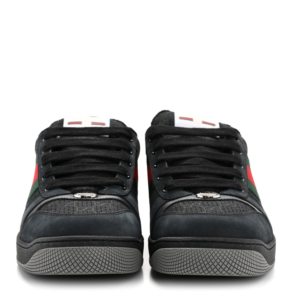 Calfskin Nylon GG Monogram Calfskin Web Mens Screener Sneakers 8.5 Black