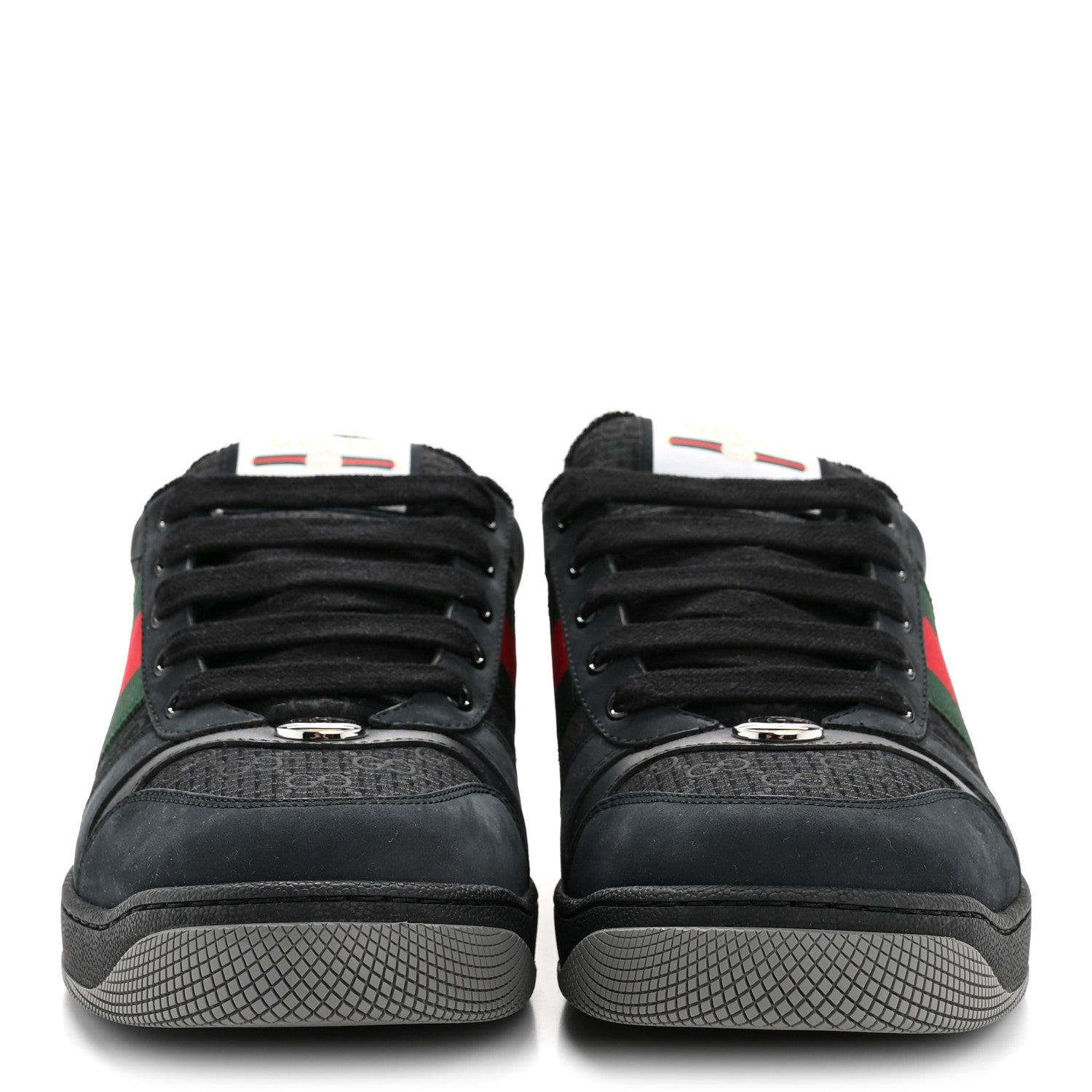 Calfskin Nylon GG Monogram Calfskin Web Mens Screener Sneakers 8.5 Black