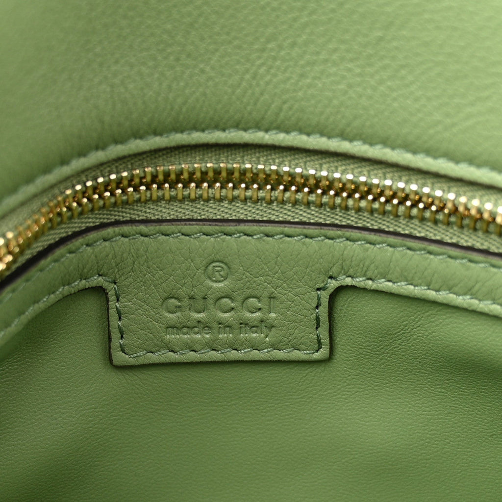 Roxy Calfskin Web Medium Blondie Top Handle Shoulder Flap Bag Salamander Green