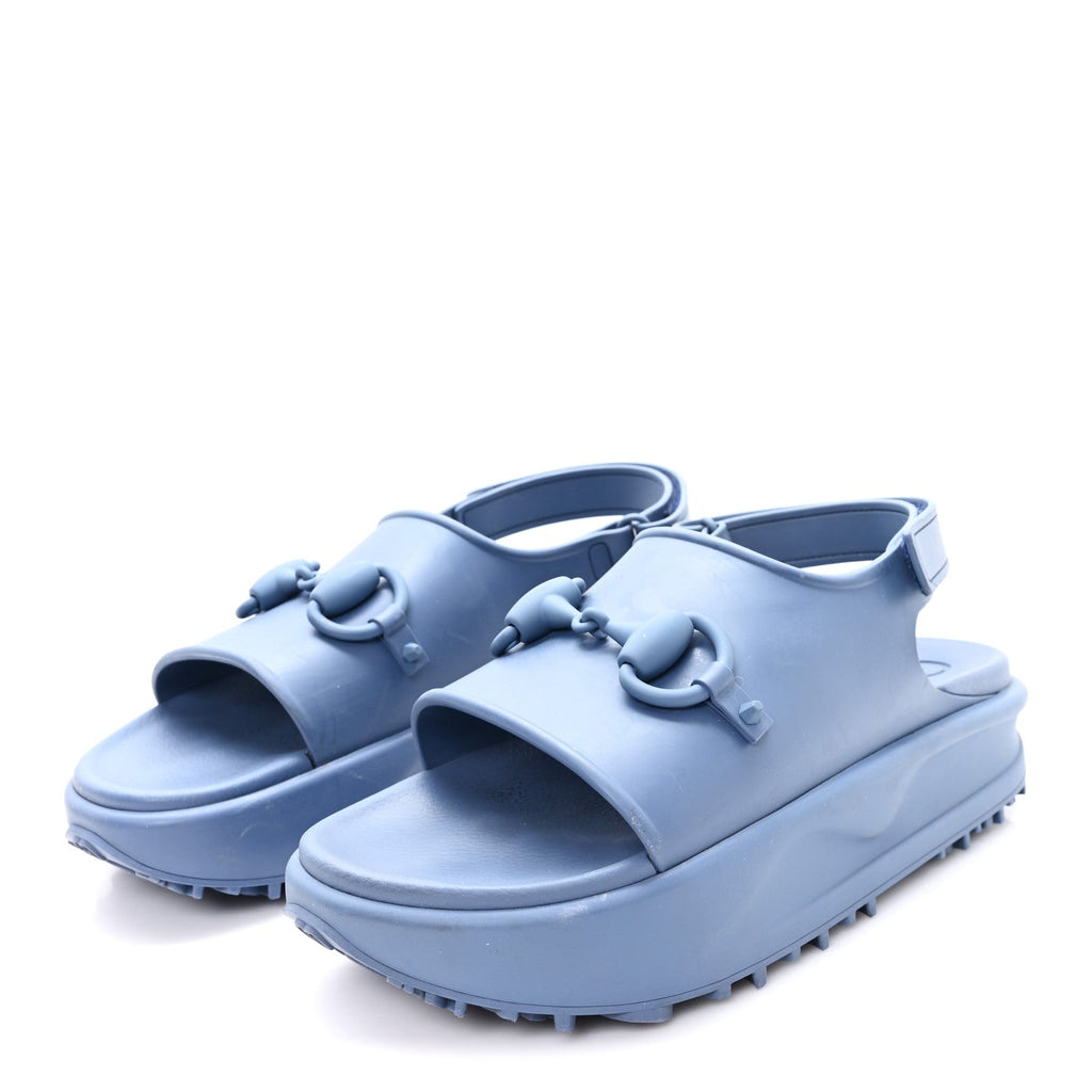 Soft Rubber Horsebit Touch Mens Strapped Sandals 9 Washed Indigo