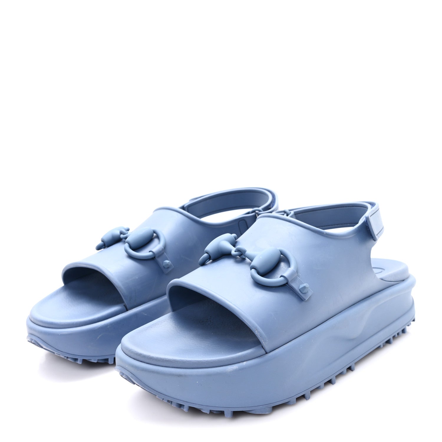 Soft Rubber Horsebit Touch Mens Strapped Sandals 9 Washed Indigo