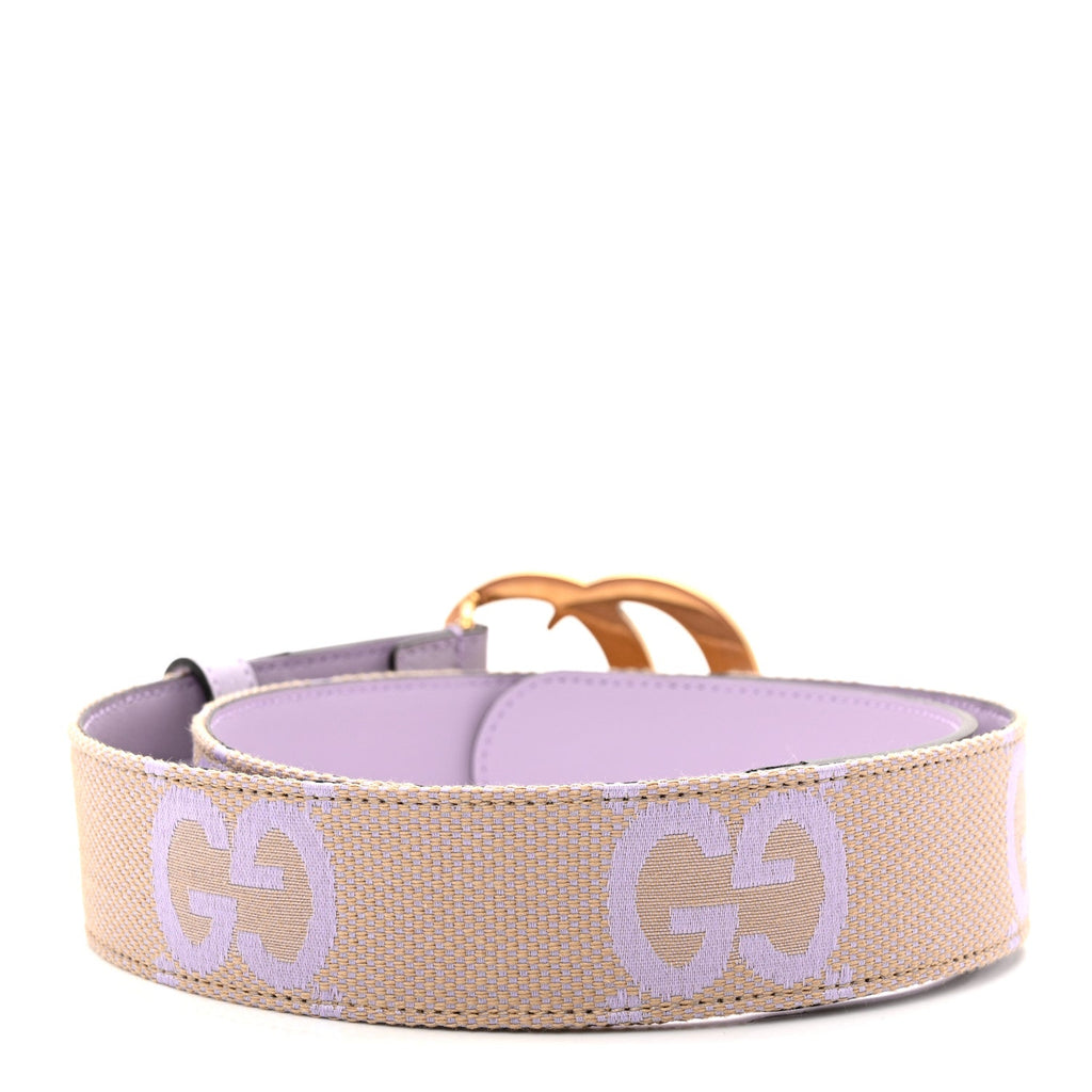 Monogram Jumbo GG Textured Dollar Calfskin Double G Belt 85 34 Beige Lapis