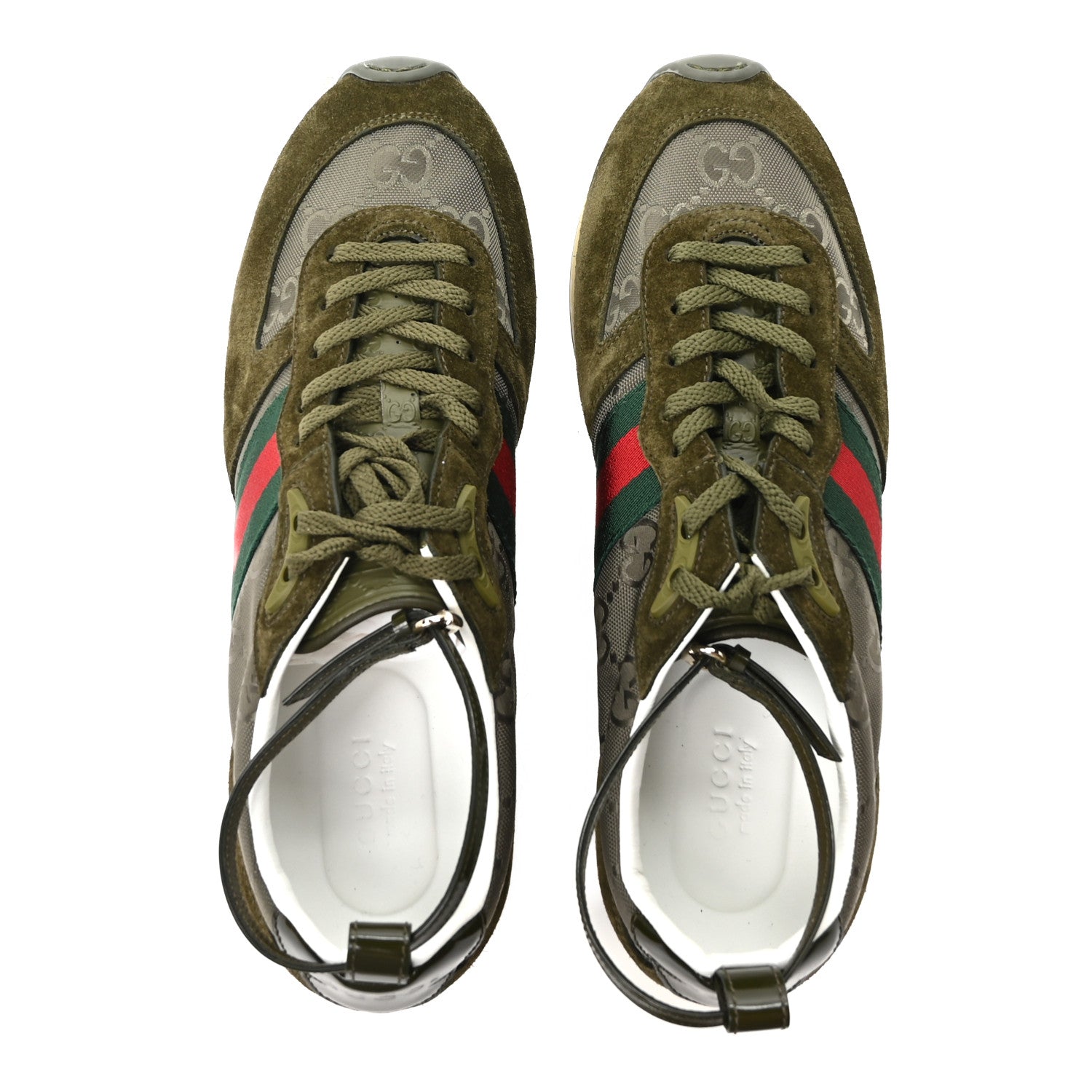 GG Suede Monogram Web Re-Motion Sneakers 38.5 Dark Green